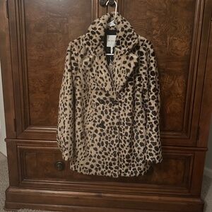 faux furleopard print jacket